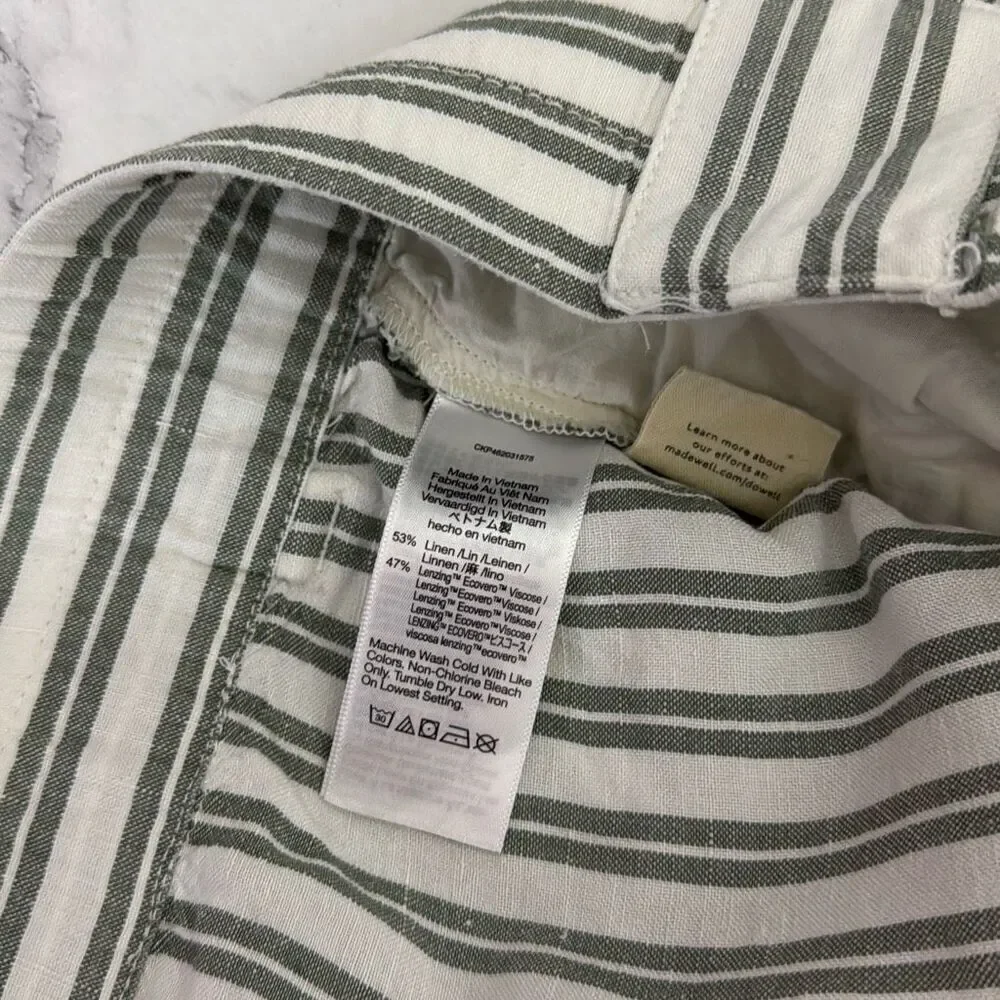 Madewell Linen-Blend Curved-Hem Shorts in Stripe 2X